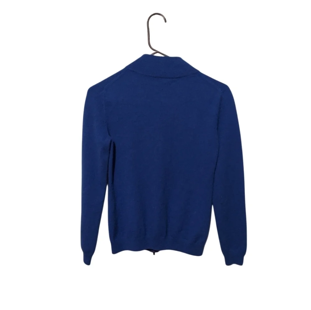 Gobi Mongolian Cashmere Blue Sweater M Full Zip Cardigan Ouiet Luxury Cabincore